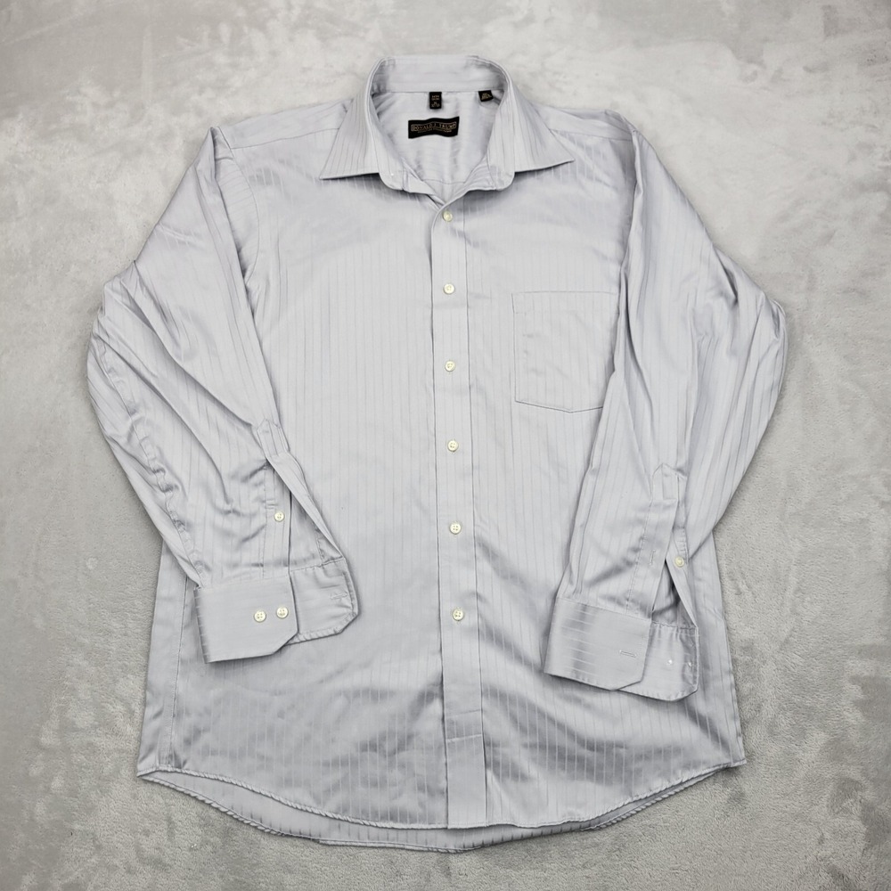 Donald Trump Shirt Men Size 15.5 / 33 Grey Plaid Dress Button Signature Adult L
